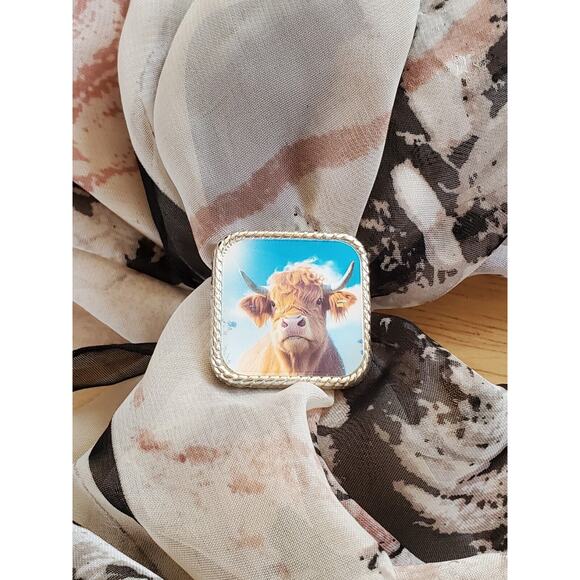 SLIDE Scarf Wild Rag Scarves Slide highland cow gift, bandana slide, western - Picture 3 of 3